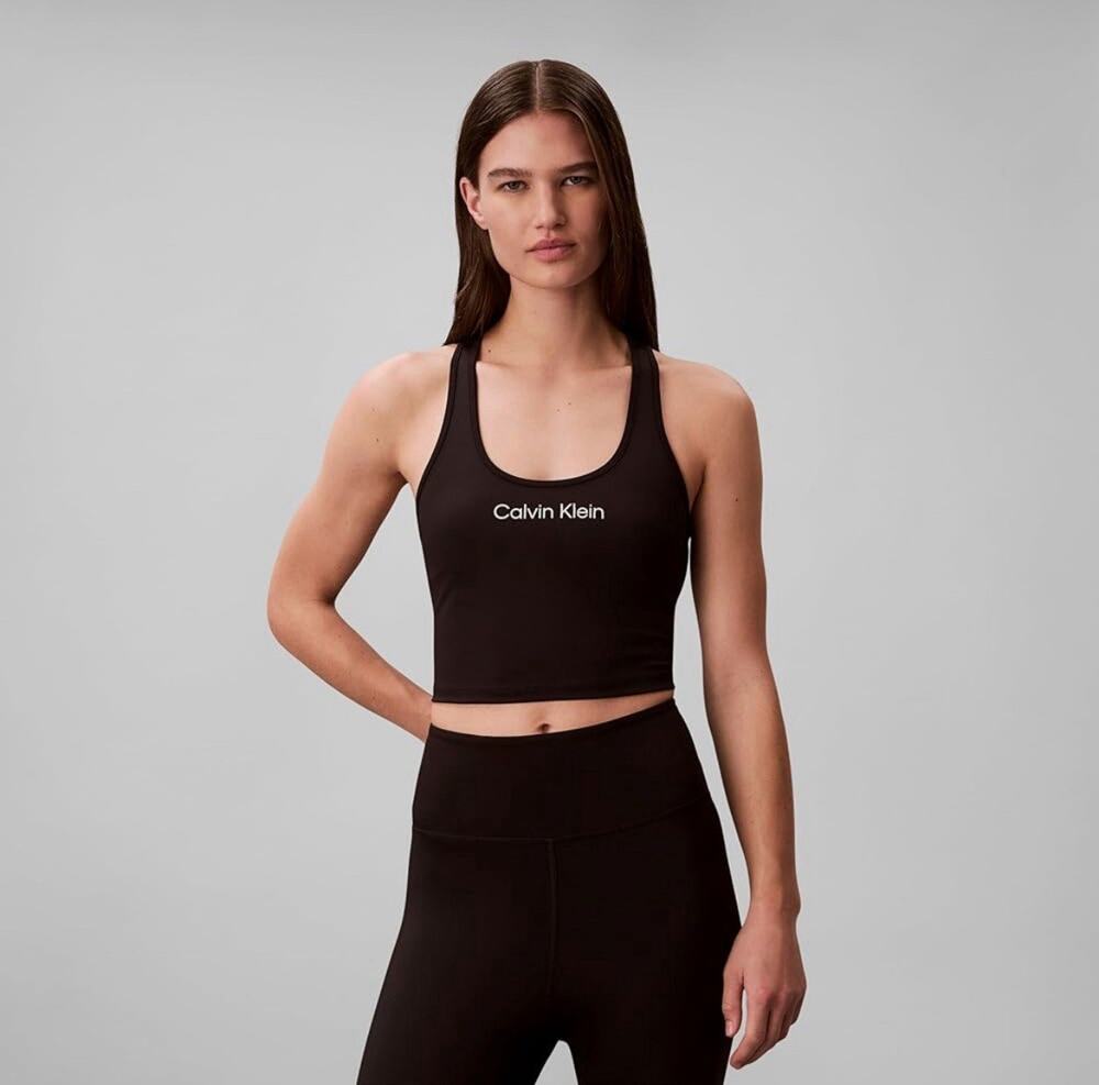 Calvin Klein Women's Performance Logo Low Impact Longline Sports Bra Small